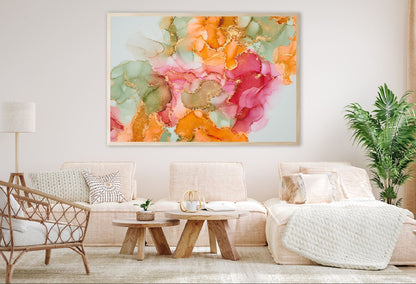 Pink Orange & Green Gold Abstract Design Home Decor Premium Quality Poster Print Choose Your Sizes