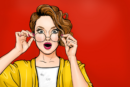 Surprised Lady with Glasses Illustration Print 100% Australian Made