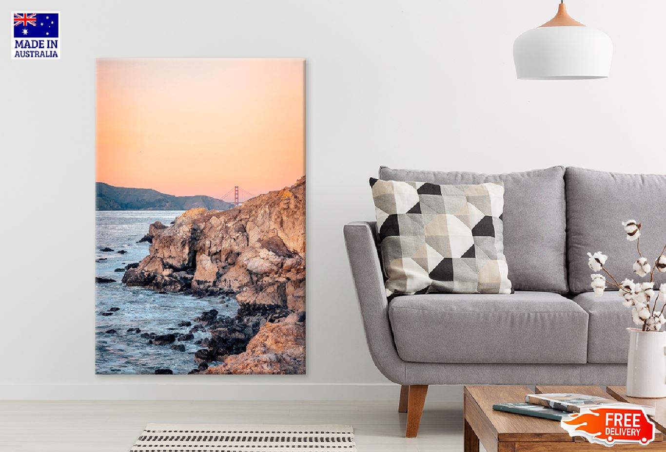 Beach Waves on Rocks Sunset View Photograph Print 100% Australian Made