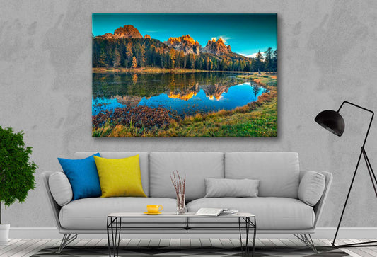 Bella Home Autumn Landscape in Antorno Lake Print Canvas Ready to hang
