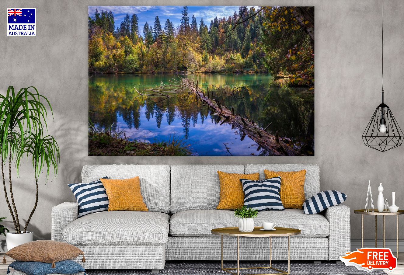 Autumn Forest Sky Lake Water Nature Photograph Print 100% Australian Made