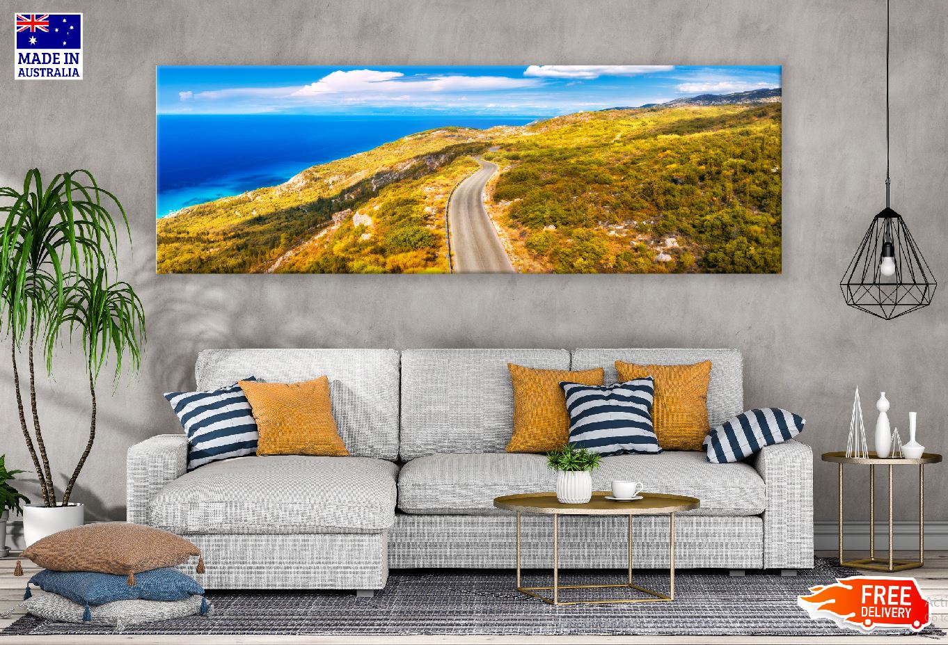 Panoramic Canvas Road Mountain Hill View Photograph High Quality 100% Australian Made Wall Canvas Print Ready to Hang