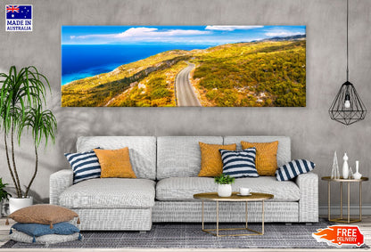 Panoramic Canvas Road Mountain Hill View Photograph High Quality 100% Australian Made Wall Canvas Print Ready to Hang