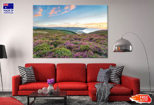 Sunset over Bossington Hill Sea Photograph Print 100% Australian Made