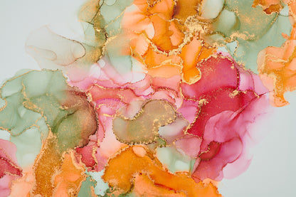 Pink Orange & Green Gold Abstract Design Home Decor Premium Quality Poster Print Choose Your Sizes
