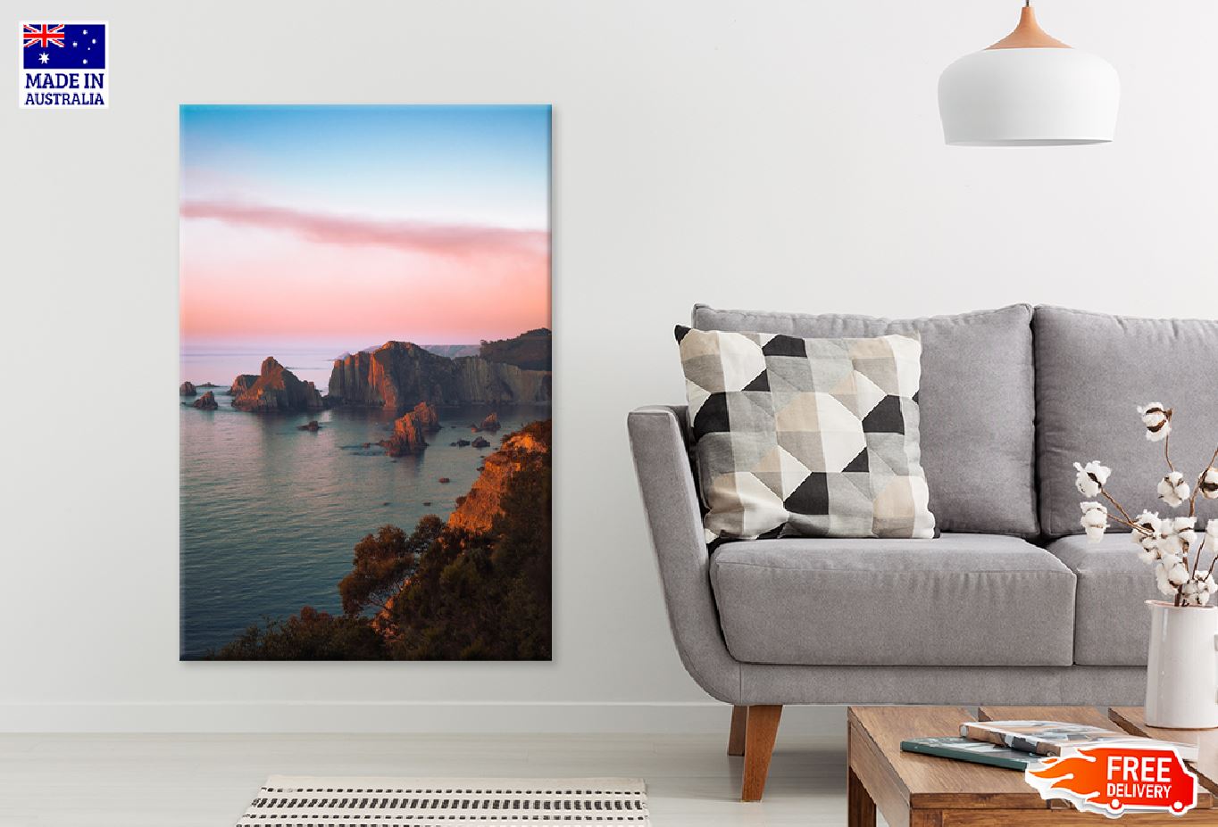 Sea with Cliffs Sunset Scenery View Photograph Print 100% Australian Made