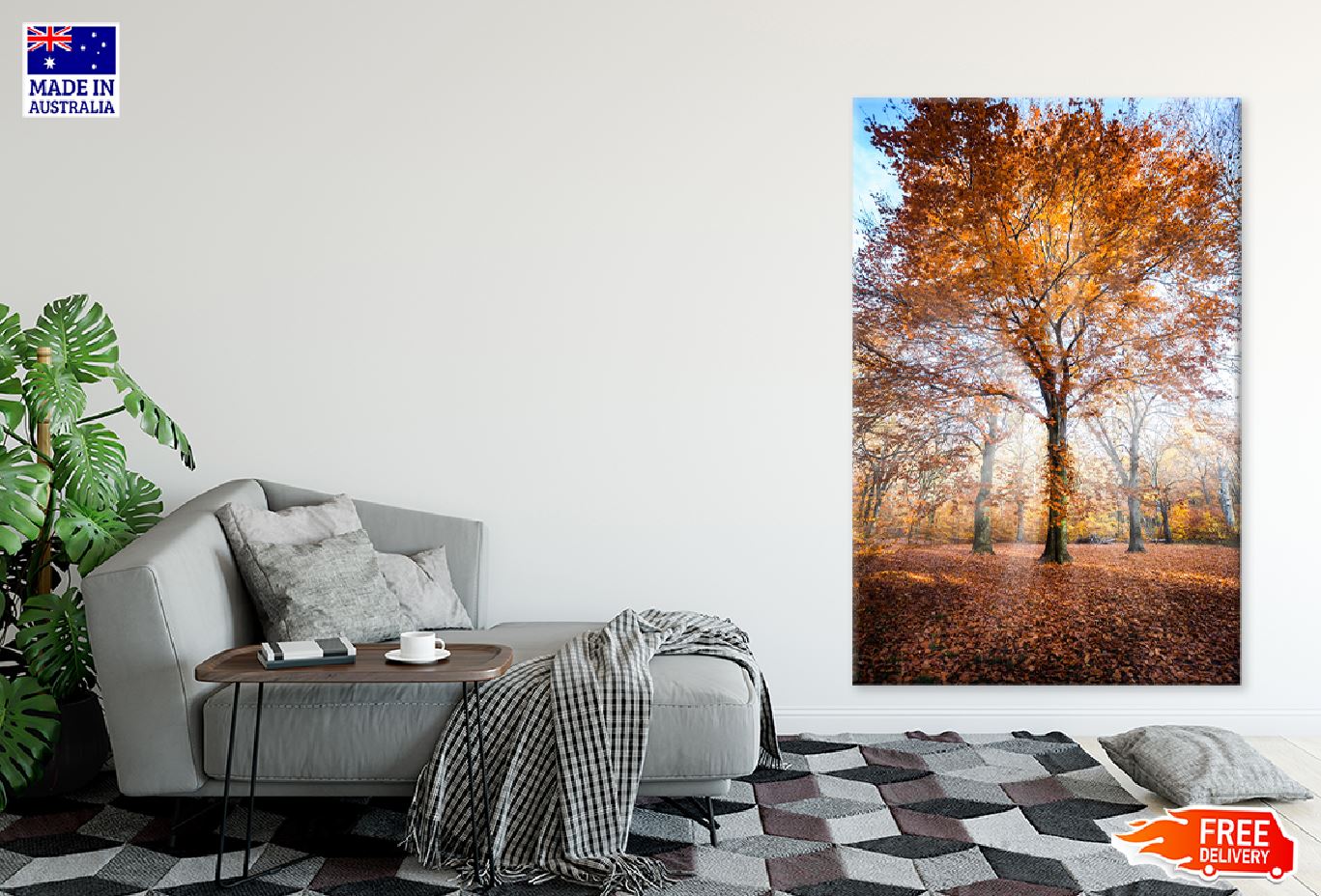 Autumn Orange Tree Sunrise View Photograph Print 100% Australian Made