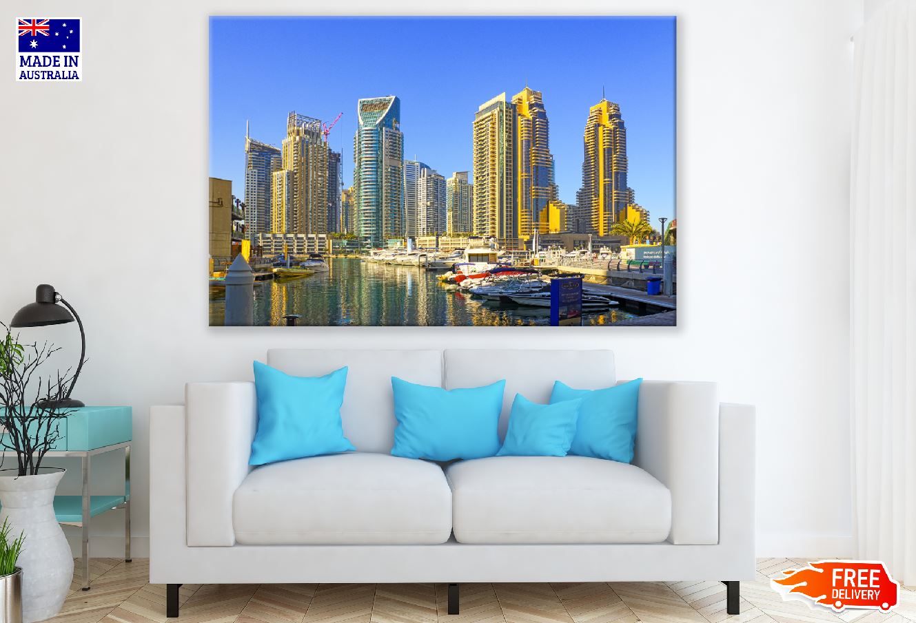 Marina City Walk View Photograph Dubai Print 100% Australian Made