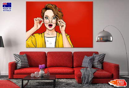 Surprised Lady with Glasses Illustration Print 100% Australian Made