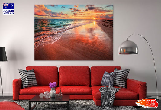 Sandy Beach Sea Shore Sunset View Photograph Print 100% Australian Made