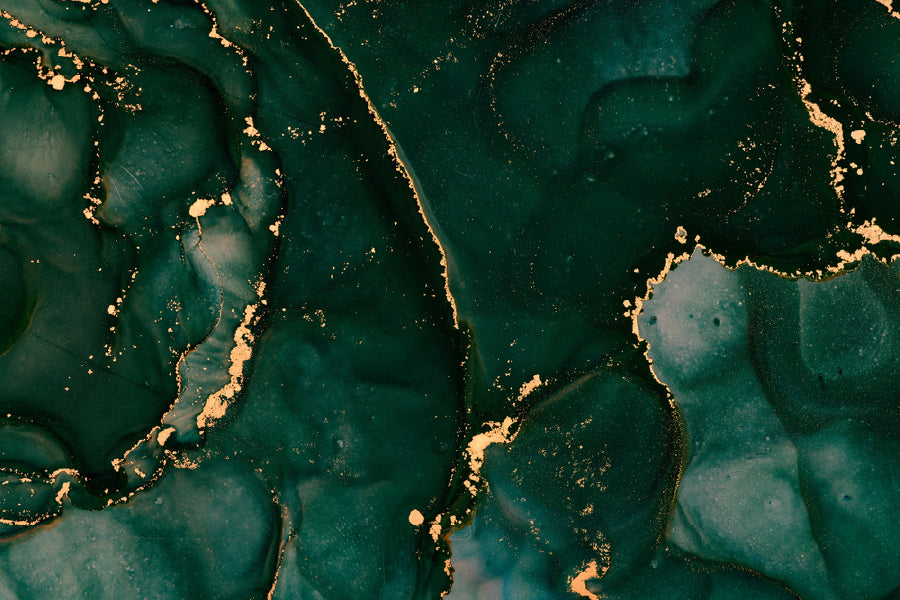 Dark Green & Gold Abstract Design Print 100% Australian Made
