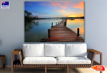 Wooden Pier Over Beach at Sunset Print 100% Australian Made