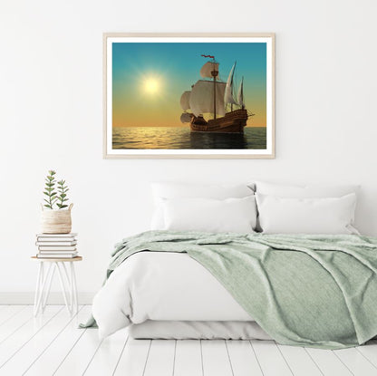 Ship on Sea Scenery Digital Art Home Decor Premium Quality Poster Print Choose Your Sizes