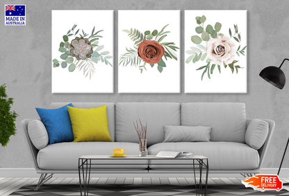 3 Set of Floral Painting High Quality print 100% Australian made wall Canvas ready to hang