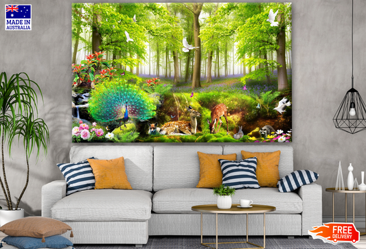 3D Nature Forest & Animals Print 100% Australian Made