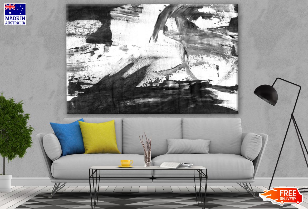 B&W Brush Stroke Painting Print 100% Australian Made