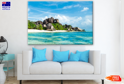 Stunning Beach View with Rocks Photograph Print 100% Australian Made