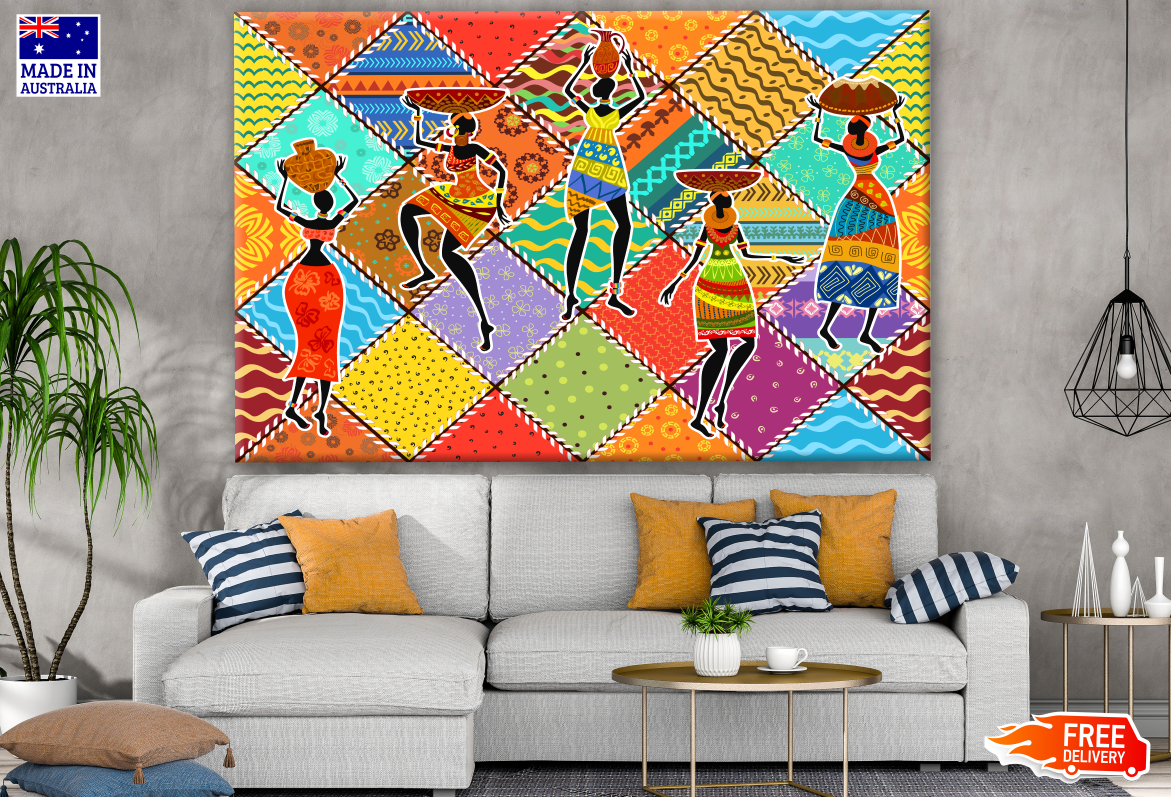 Colourful Abstract African Women Painting Print 100% Australian Made