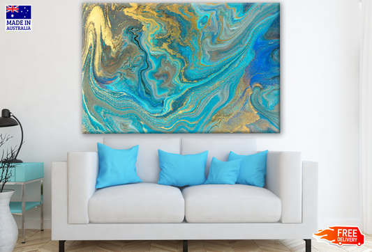 Blue Gold Abstract Design Print 100% Australian Made