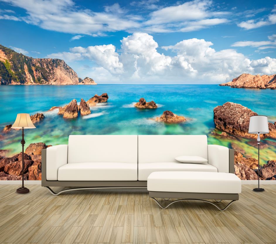 Wallpaper Murals Peel and Stick Removable Beach with Rocks Photograph High Quality