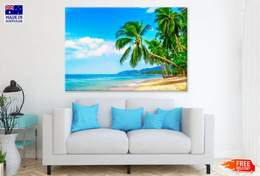 Tropical Beach with Palm Trees View Photograph Print 100% Australian Made