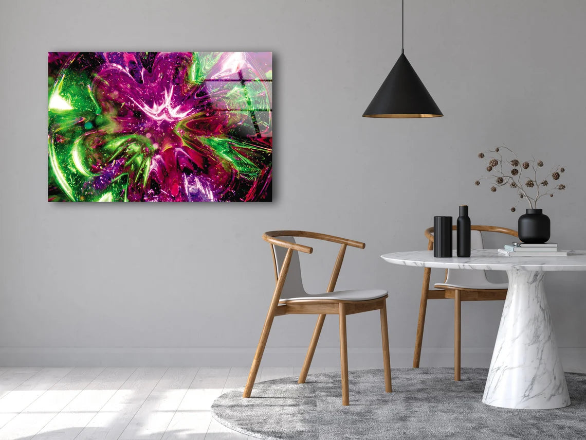 Pink & Green Abstract Design Acrylic Glass Print Tempered Glass Wall Art 100% Made in Australia Ready to Hang