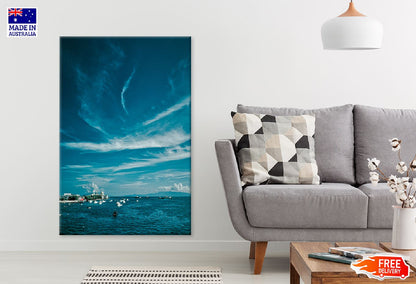Boats on Sea Island Aerial View Photograph Print 100% Australian Made