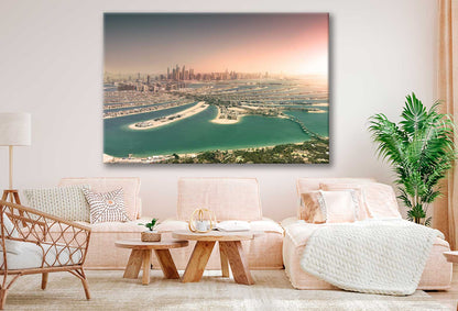 Bella Home Palm Island Sunset Aerial View Print Canvas Ready to hang