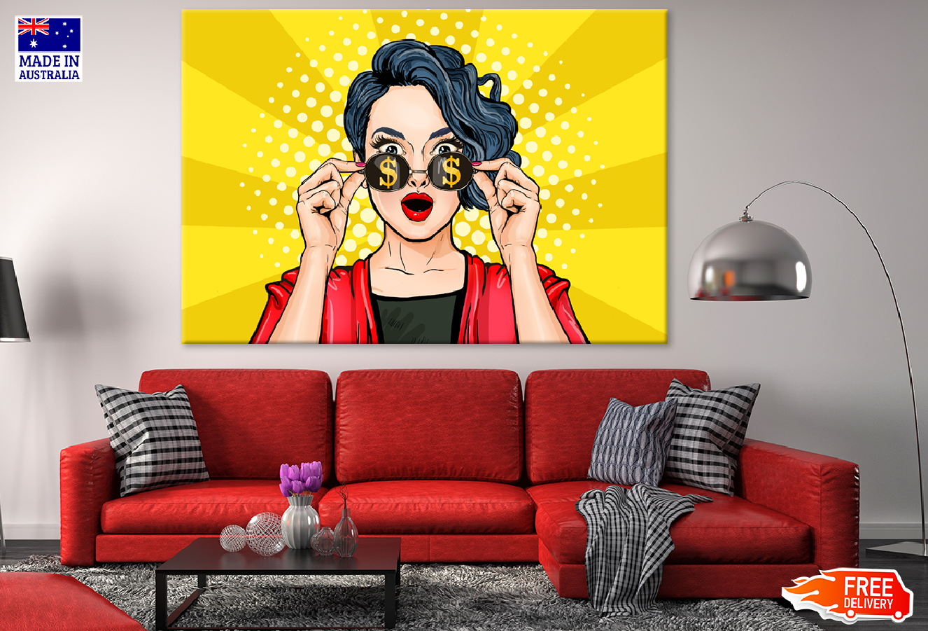 Surprised Lady with Glasses Illustration Print 100% Australian Made