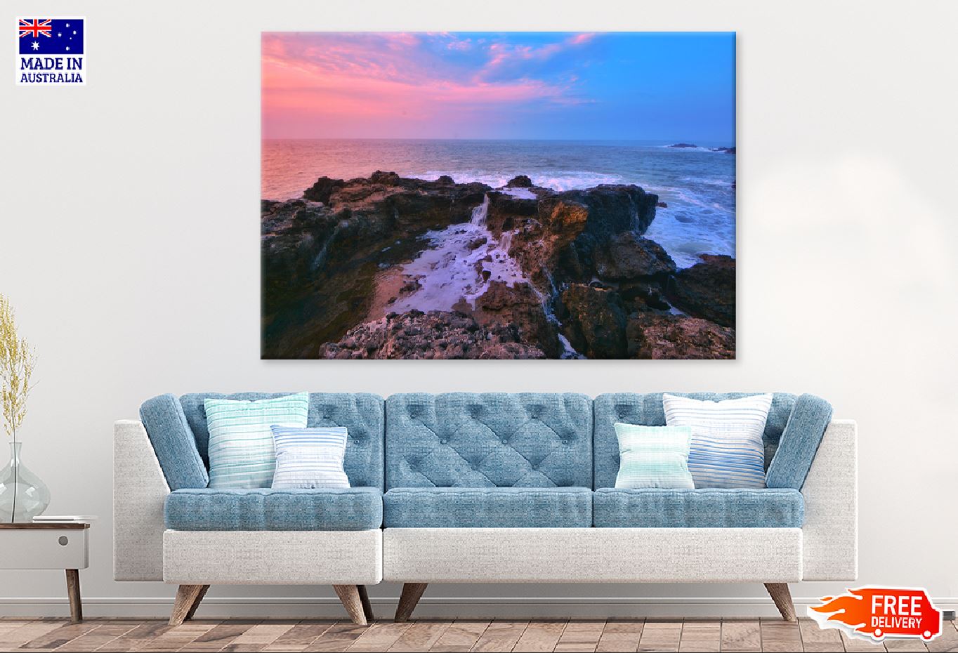 Sunrise Rocky Sea in Cloud View Photograph Print 100% Australian Made