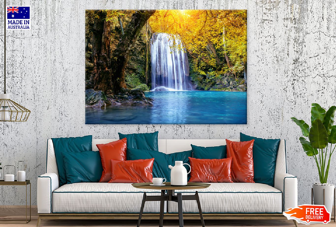 Autumn Erawan Waterfall Photograph Thailand Print 100% Australian Made