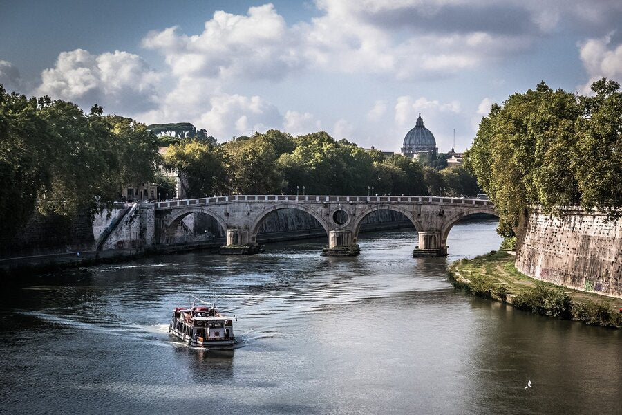 St. Peter's Cathedral over Bridge & Tiber River, Rome Print 100% Australian Made