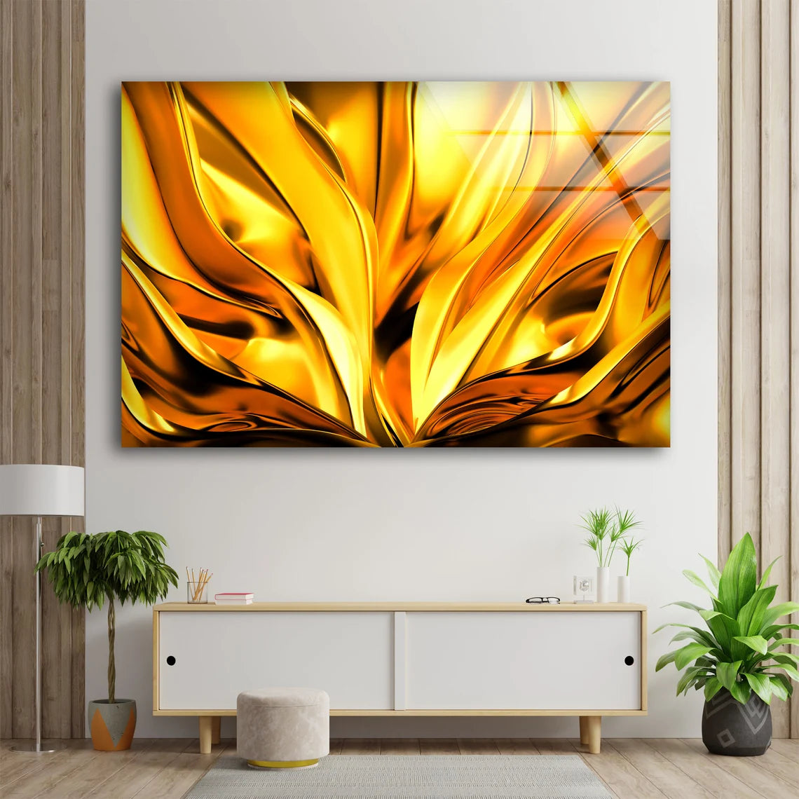 Gold 3D Abstract Marble Design Acrylic Glass Print Tempered Glass Wall Art 100% Made in Australia Ready to Hang