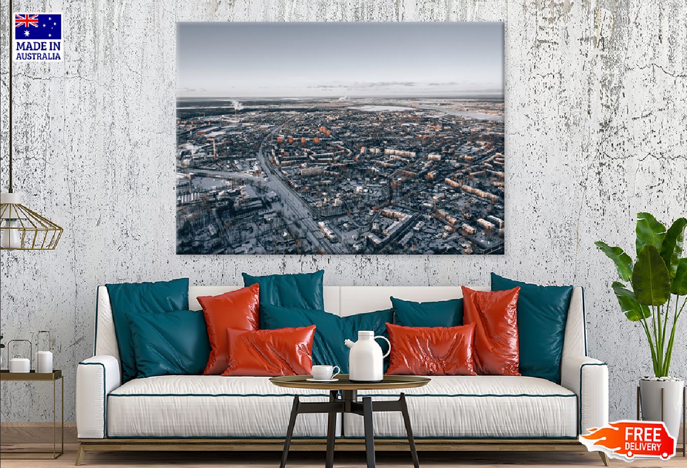 City Houses Aerial Photograph Print 100% Australian Made