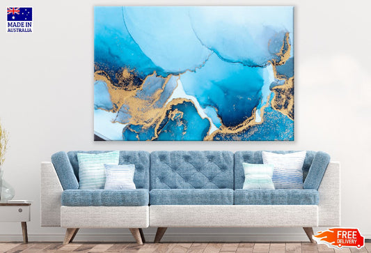 Dark Blue & Gold Abstract Design Print 100% Australian Made