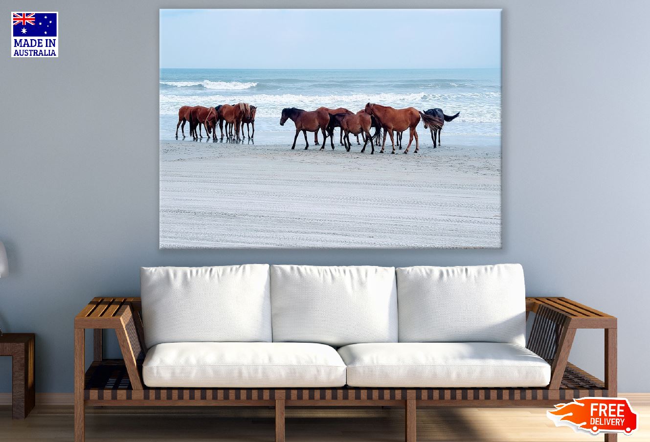 Horses on Sea Shore Photograph Print 100% Australian Made