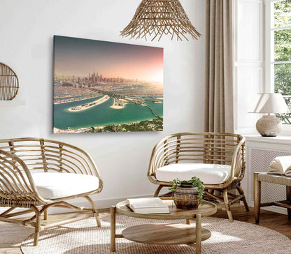 Bella Home Palm Island Sunset Aerial View Print Canvas Ready to hang