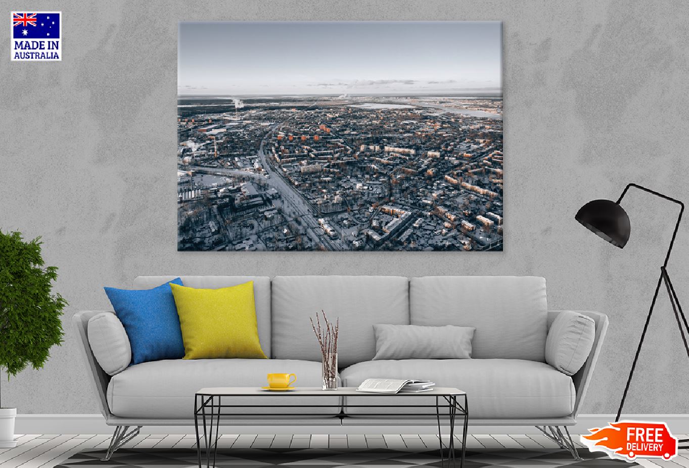 City Houses Aerial Photograph Print 100% Australian Made