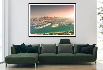 Palm Island Sunset Aerial View Photograph Home Decor Premium Quality Poster Print Choose Your Sizes
