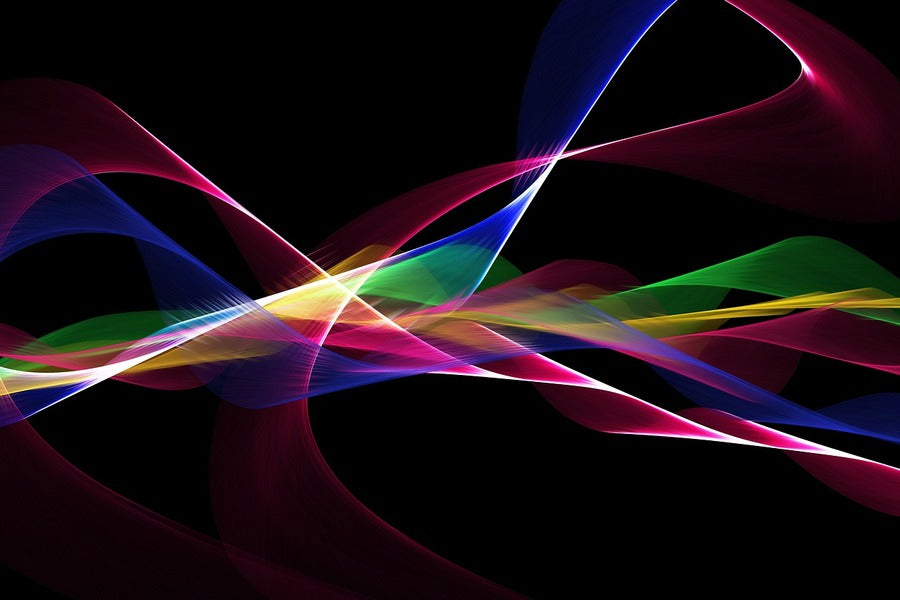 Green Blue & Pink Digital Lines Abstract Design Print 100% Australian Made