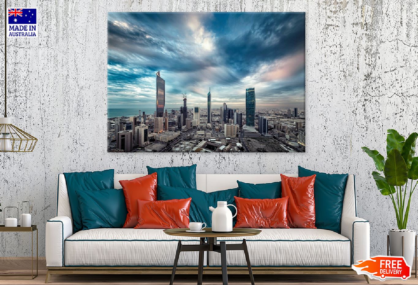 Kuwait City Dark Sky Clouds View Photograph Print 100% Australian Made