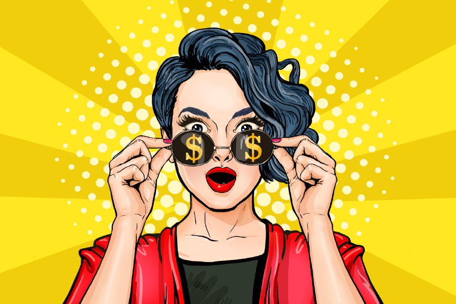 Surprised Lady with Glasses Illustration Print 100% Australian Made