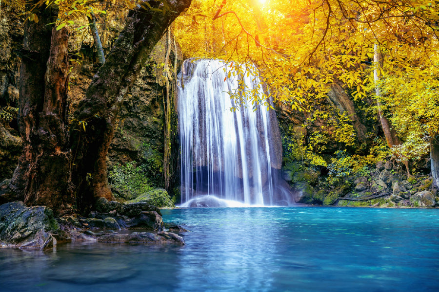 Autumn Erawan Waterfall Photograph Thailand Print 100% Australian Made