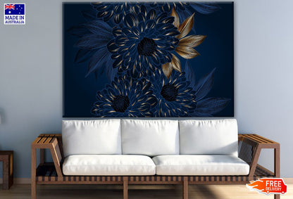Gold & Blue Floral Design Print 100% Australian Made