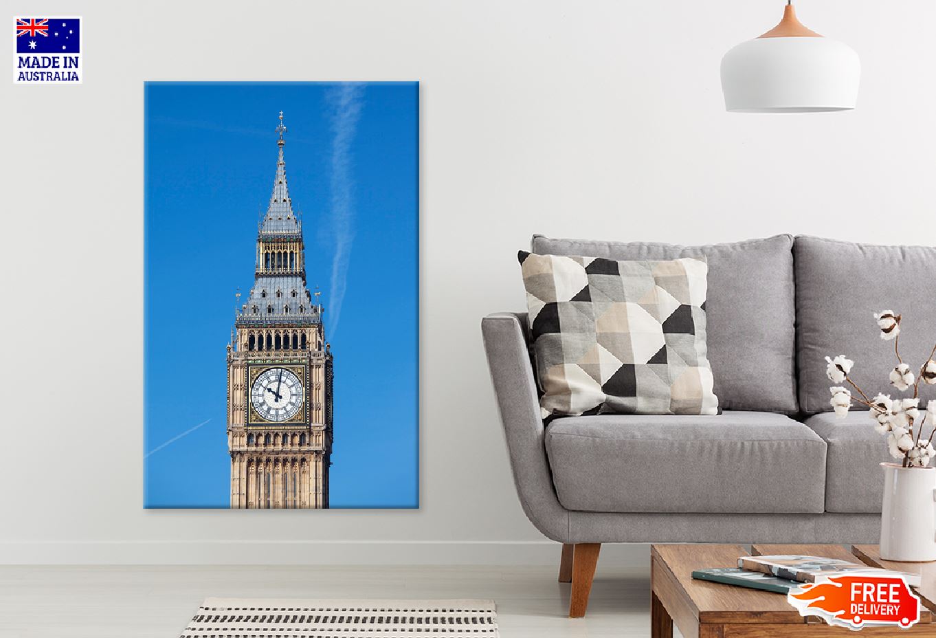 Big Ben Tower with Blue Sky View Photograph Print 100% Australian Made