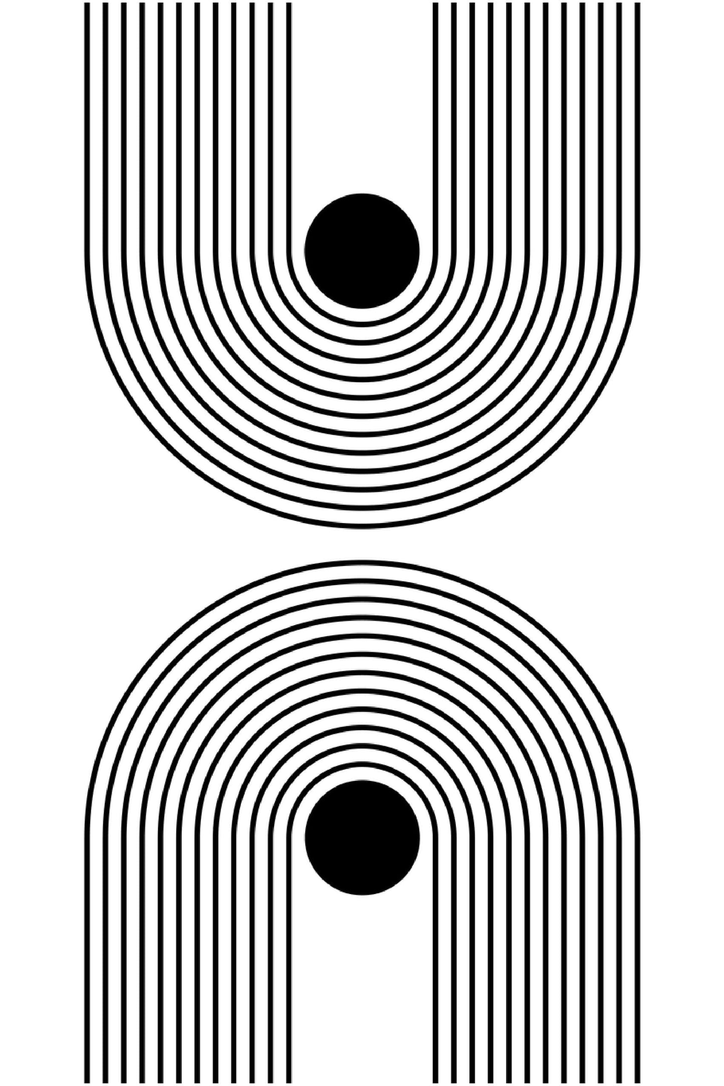 B&W Abstract Lines & Circles Line Art Print 100% Australian Made