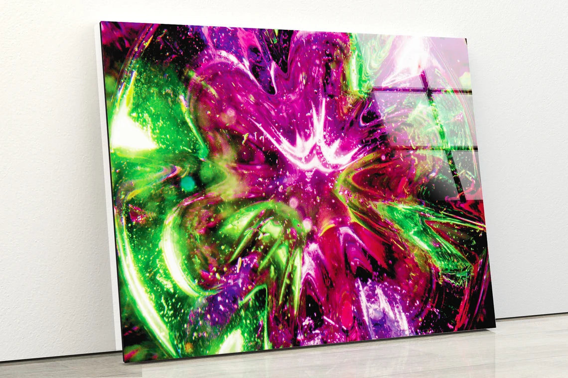 Pink & Green Abstract Design Acrylic Glass Print Tempered Glass Wall Art 100% Made in Australia Ready to Hang