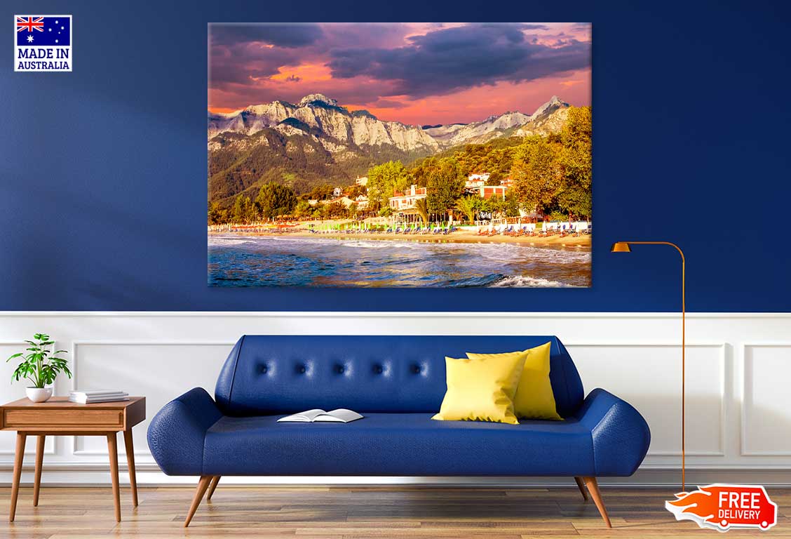Sunset at Psili Ammos Beach View Photograph Print 100% Australian Made