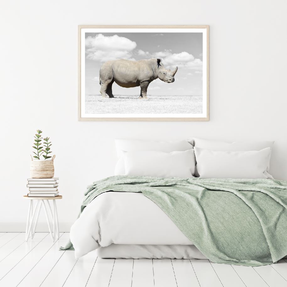 Rhinoceros B&W Photograph Home Decor Premium Quality Poster Print Choose Your Sizes