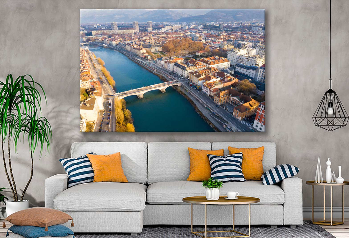 Bella Home Grenoble City With Bridge in France Print Canvas Ready to hang